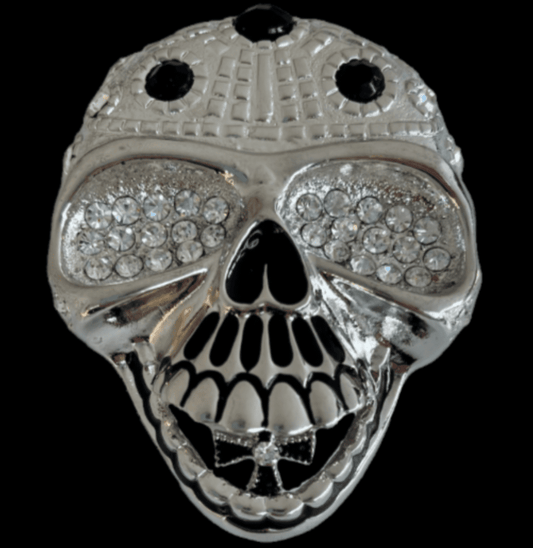 E.T Skull Skeleton Head Rhinestone Belt Buckle