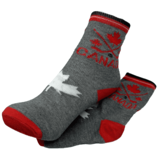 Pair Girls Boys Canada Hockey Socks Size 4-6 Crew Cut Quarter Kids Novelty