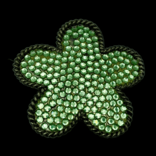 Hebilla de cinturón de mujer con flor de diamantes de imitación verde