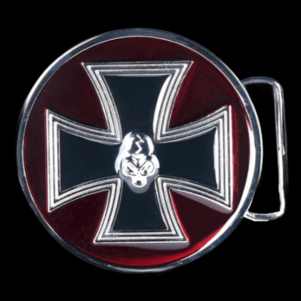 Cross Iron Maltese Goth Skull Belt Buckle