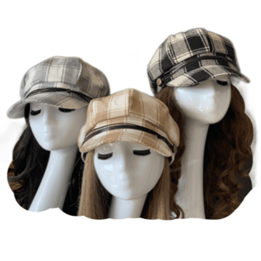 Gorra de tweed Baker Boy para mujer, gorra de vendedor de periódicos a cuadros