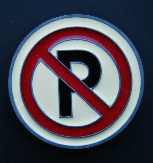 No Parking Stop Road Street Sign Belt Buckle