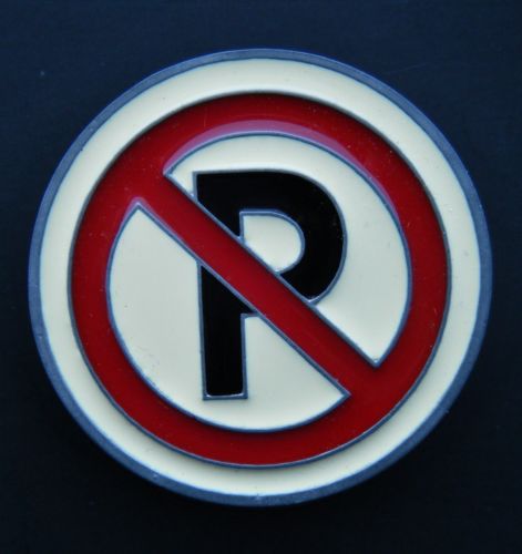 NO PARKING STOPPING ROAD STREET SIGN BELT BUCKLE BUCKLES