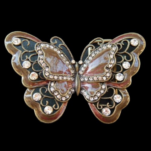 Butterfly Monarch Glitter Rhinestone Belt Buckle