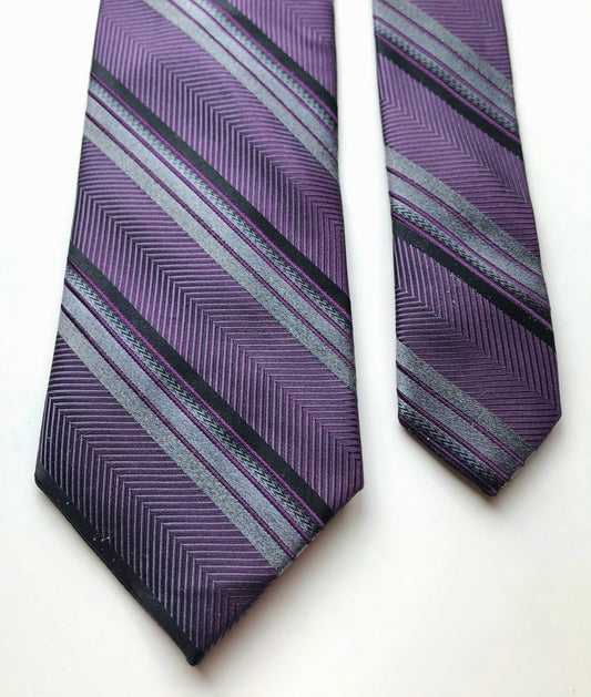 Orvieto tie silk purple striped men's fashion necktie