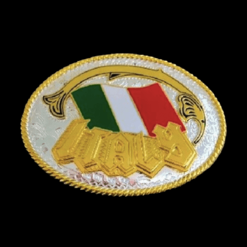 Hebilla De Cinturón Occidental Bandera Nacional Italiana Italia