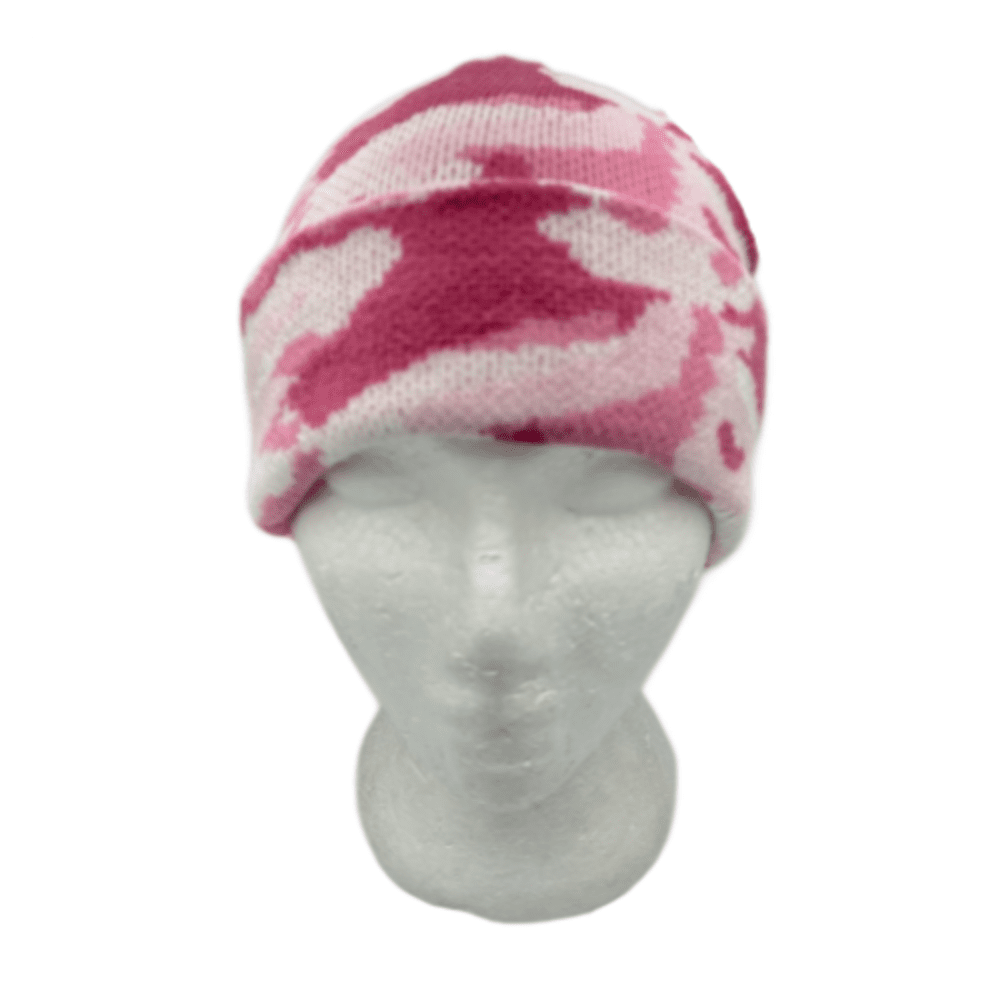 Gorro rosa Gorro de esquí de punto liso Puño Invierno Cálido Moda para mujer