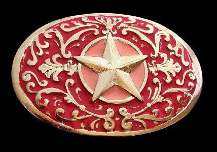 Flower Western Cowgirl Sheriff Star Belt Buckle