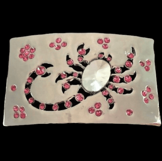 Scorpion Scorpio Sign Pink Rhinestone Belt Buckle