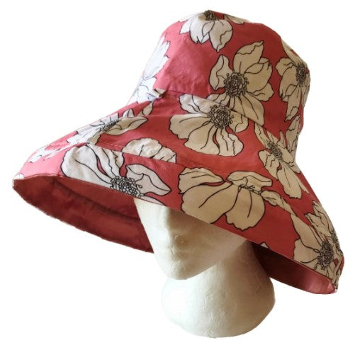 Chapeau de soleil rose à large bord, Protection UV pour femmes, chapeaux seau pliables à fleurs d'été