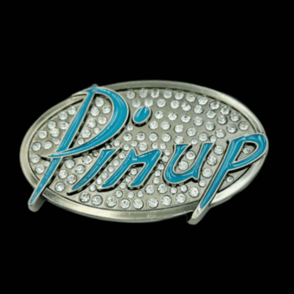 Pinup Jewel Encrusted Oval Stylish Belt Buckle