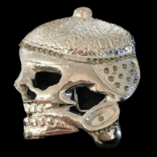 Belt Buckle Pipe Tobacco Smoker Rhinestone Skull