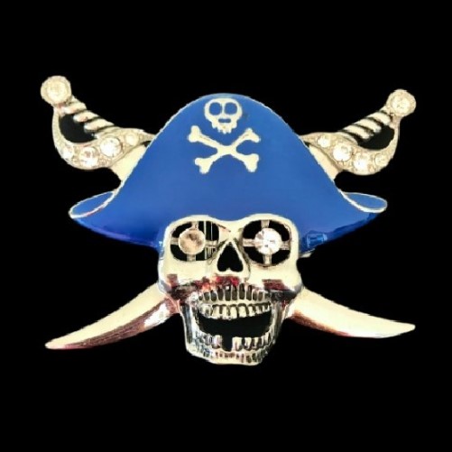 Hebilla de cinturón Jolly Rogers pirata calavera espadas tibias cruzadas