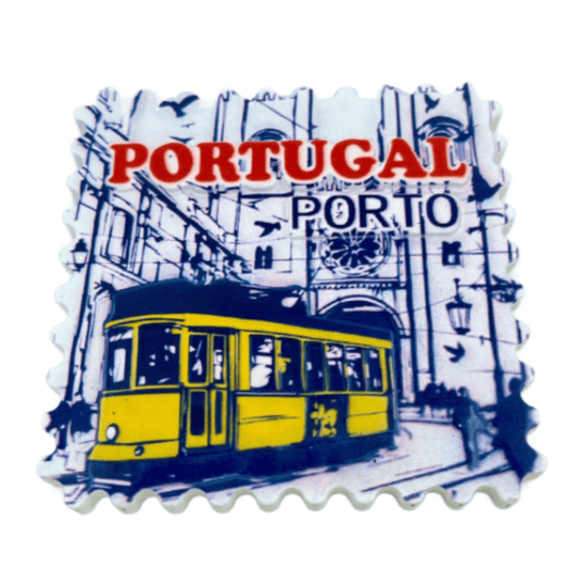 Portugal Porto Yellow Tram Portuguese Tile Souvenir Magnetic