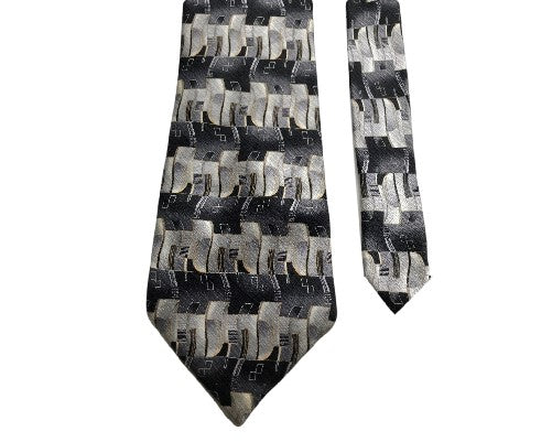 Protocol Grey Black Classy 100% Silk Men's Fashion Neck Tie Hand Made