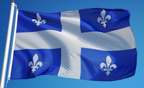 QUEBEC NATIONAL BIG WAVING POLE FLAG DRAPEAU FLEUR DE LIS LYS