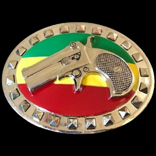 Boucle de ceinture pour pistolet aux couleurs du drapeau rastafari Rasta