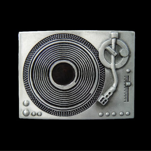 Record Player Spinning Turntable Disc Jockey DJ Music Belt Buckle