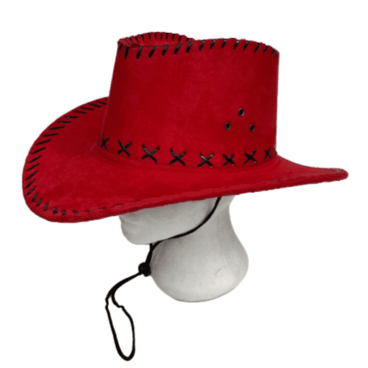 Chapeau de Cowboy en Faux Daim Rouge Déguisement Woody Western