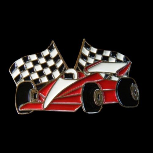 Racing Car Vehicle Checkered Flag Belt Buckle