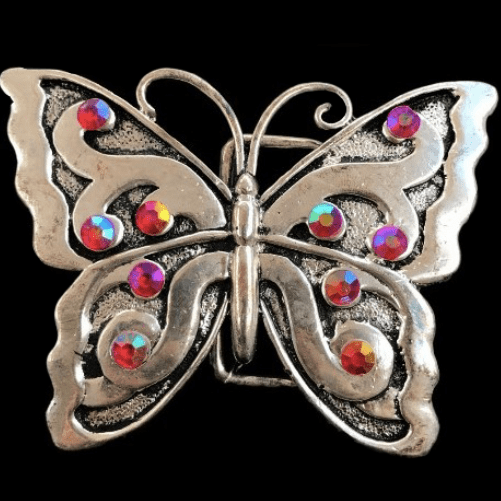 Rhinestone Butterfly Wing Insect Fashion Belt Buckle