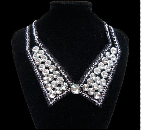 RHINESTONE COLLAR STYLE BLACK NECKLACE FASHION JEWELRY