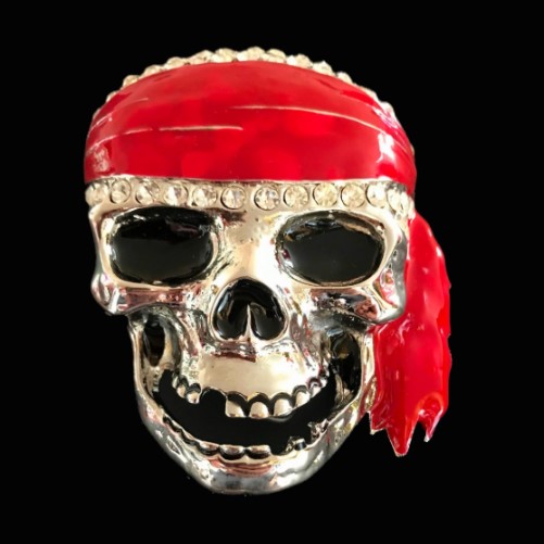 Pirate Skull Skeleton Scarf Rhinestone Belt Buckle