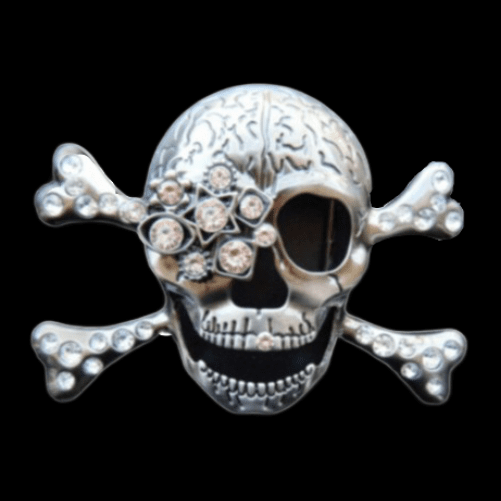 Skulls Crossbones Rhinestone Cool Belt Buckle