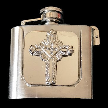 Liquor Flask Rhinestone Cross Booze Party Belt Buckle