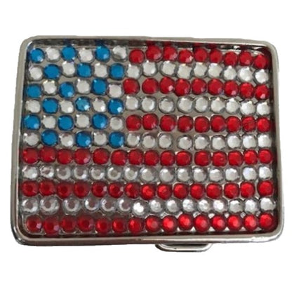 American Flag Rhinestone Belt Buckle Old Glory Disco Sparky Party