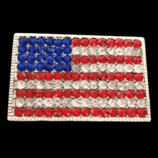 Boucle de ceinture drapeau américain strass États-Unis