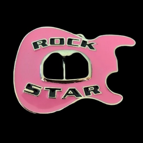 Rock Star Belt Buckle Pink Guitar Cool Music Metal Belts Buckles