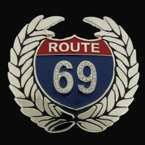 Route 69 USA American Highway Hwy Rhinestone Wings Belt Buckle