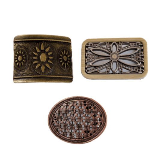 Hippie Era Vintage Set Of 3 Belt Buckles - Special