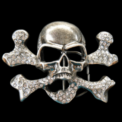 Belt Buckle Rhinestone Skull Crossbones Pirate Flag