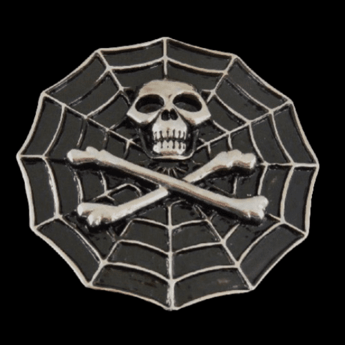 Skull Crossbones Skeleton Spider Spiderweb Belt Buckle