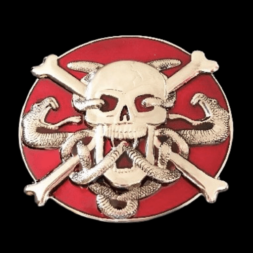 Skull Head Crossbones Reptile Snake Belt Buckle