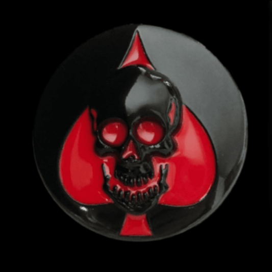 Skull head Red Ace Hearts Spades Belt Buckle