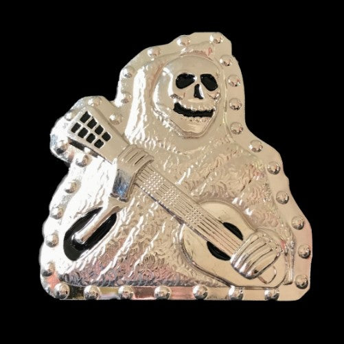 Skull Ghost Skeleton Guitar Player Music Band Belt Buckle