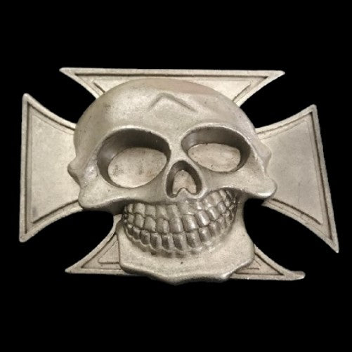 Skull Skeleton Gothic Iron Cross punk Belt Buckle