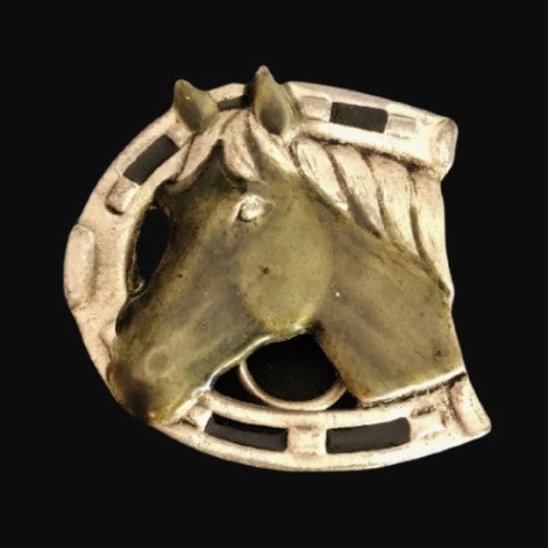 Horse Head Horseshoe Western Cowboy Belt Buckle