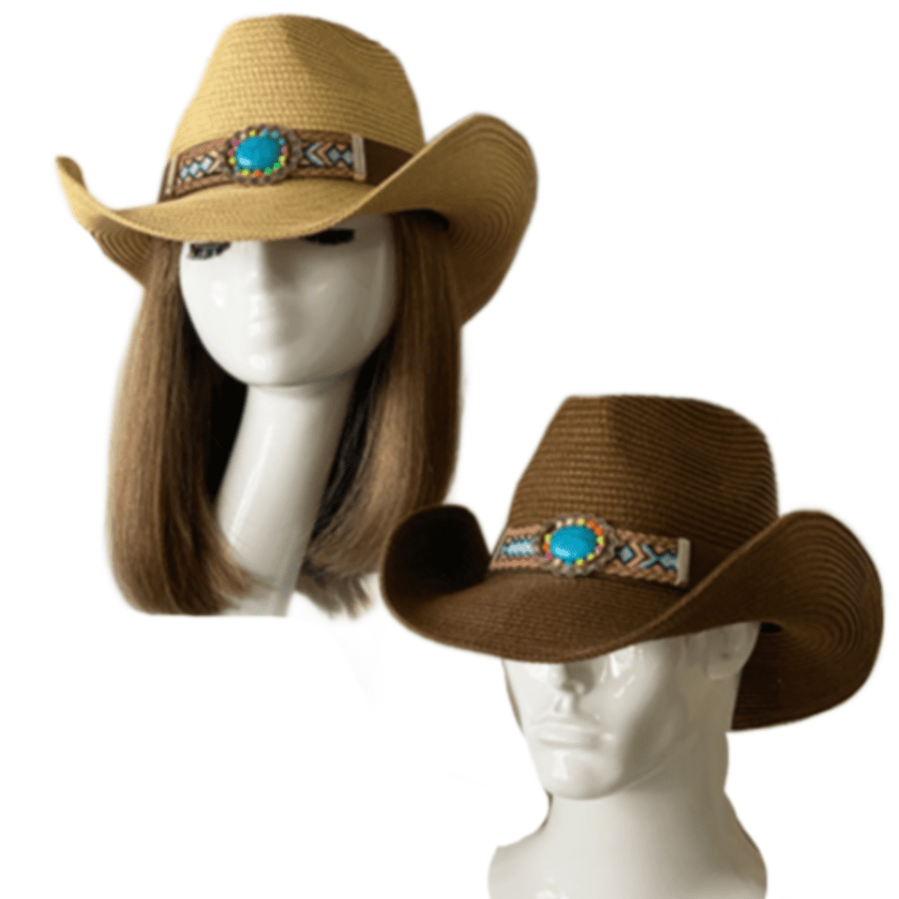 Sombrero de paja occidental Vaquero Vaquera Rodeo Sombrero Sombreros unisex