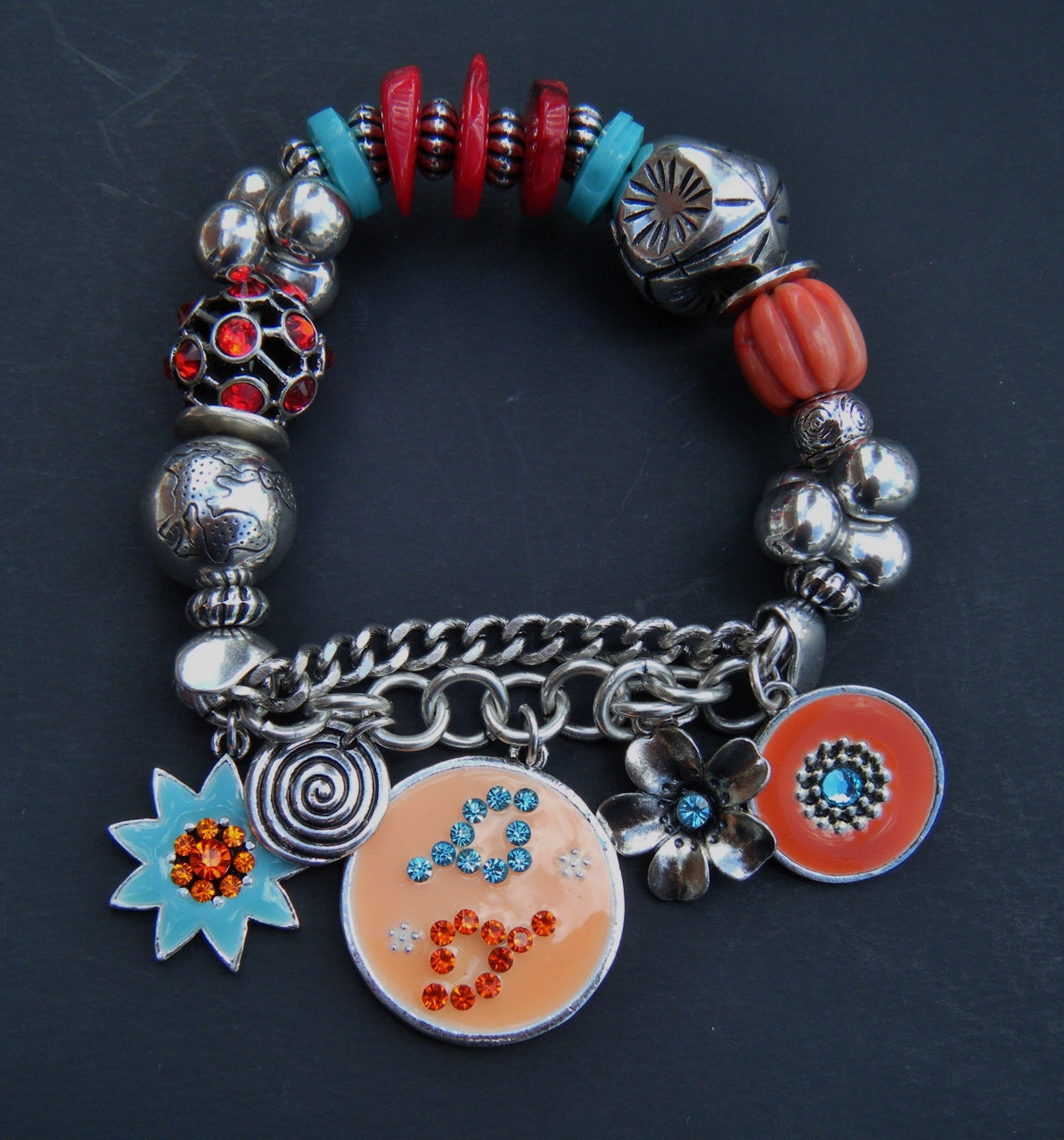 PULSERA CON COLGANTE DE MODA DE VERANO CON PIEDRAS DE PEDRERÍA CON CUENTAS