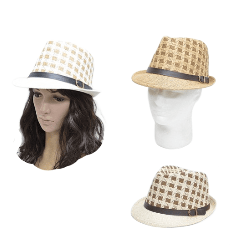 Sombrero Fedora de paja de verano Trilby Sun Stripe Cap Panamá ala corta sombreros unisex