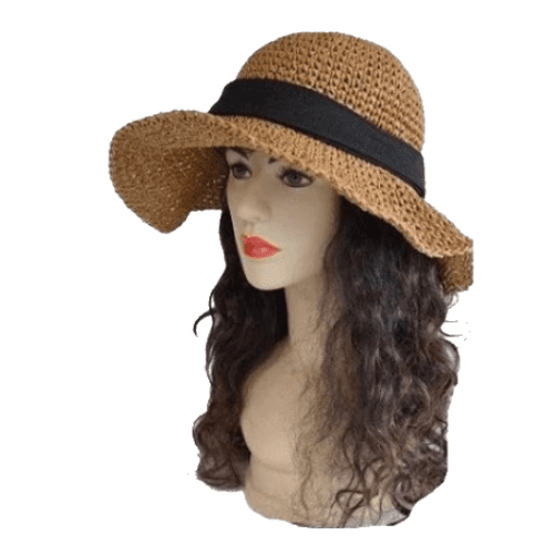 Sombrero de paja de verano para mujer, sombrero de playa de ala ancha, gorra plegable para el sol