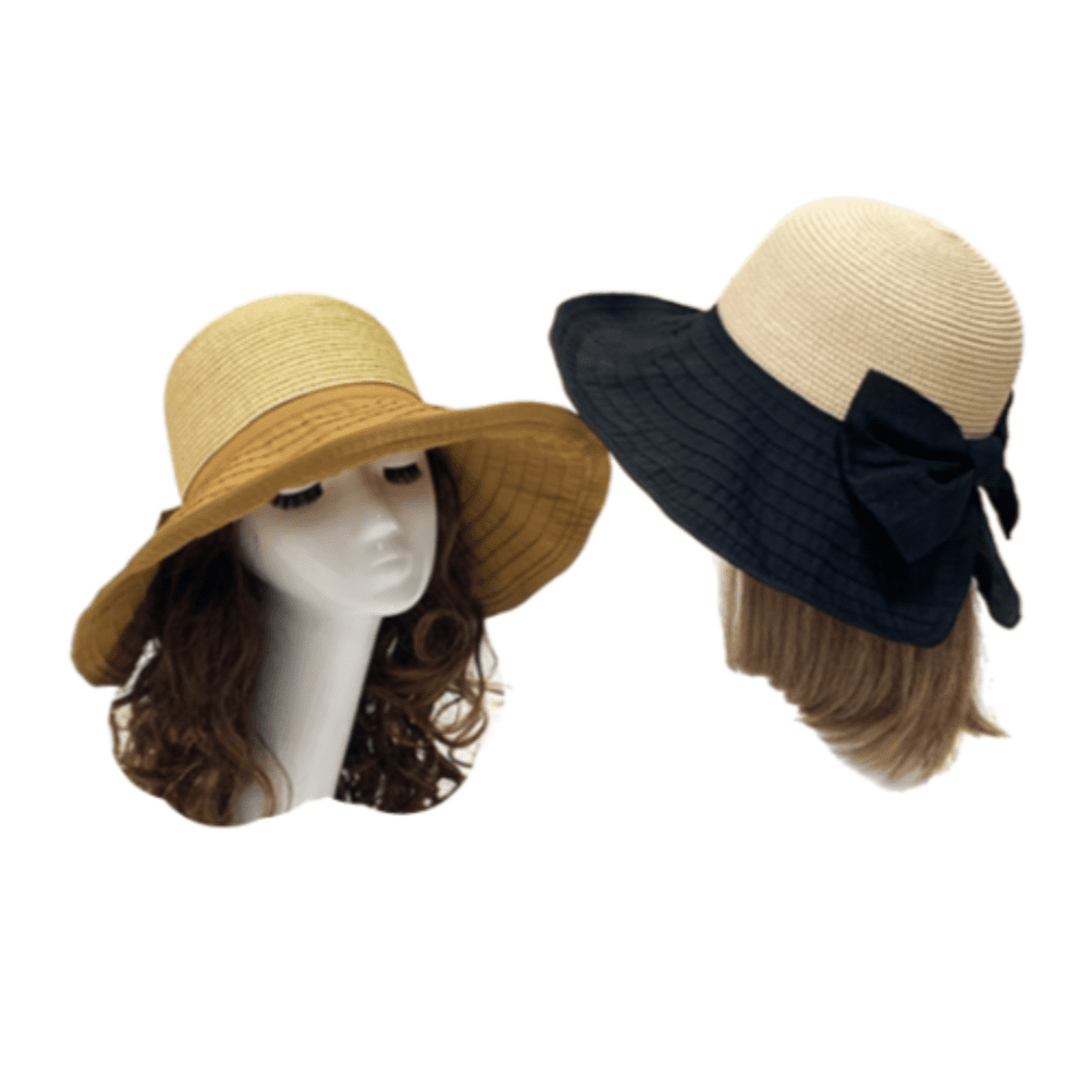 Sombrero de paja de verano para mujer, sombrero de playa de ala ancha, gorra plegable para el sol