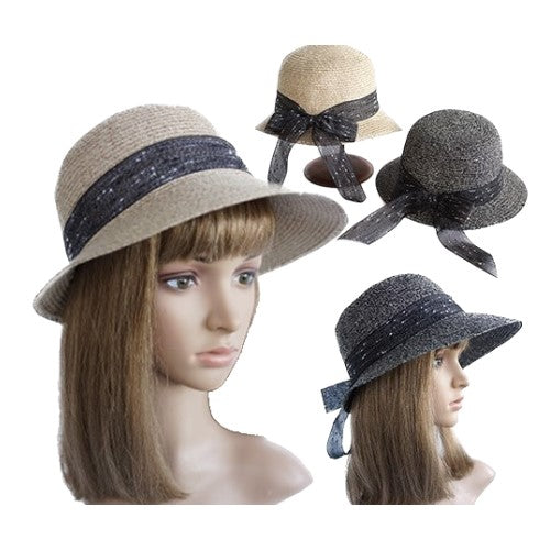 Sombrero de paja de verano para mujer, sombrero de playa de ala ancha, gorra plegable para el sol