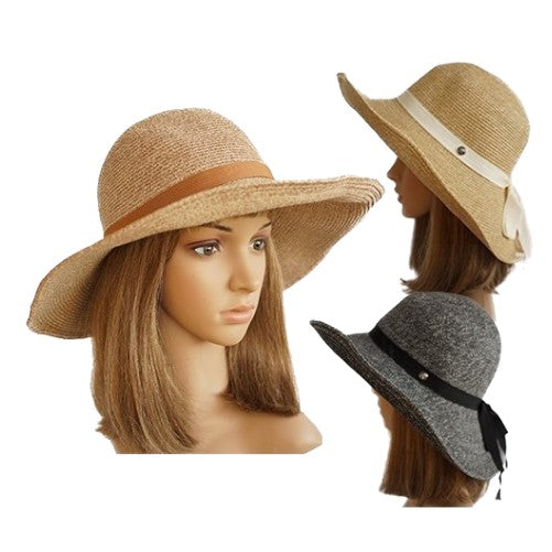 Sombrero de paja de verano para mujer, sombrero de playa de ala ancha, gorra plegable para el sol