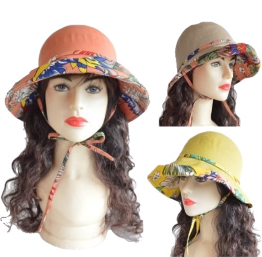 Sun Hat Wide Brim UV Protection Women Summer Floral Foldable Bucket Hats