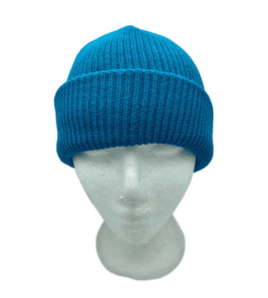 Teal Ribbed Beanie Knit Ski Cap Skull Hat Warm Solid Color Winter Cuff Blank